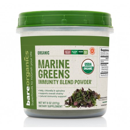 BareOrganics Marine Greens Immunity Blend Powder - Formula verde