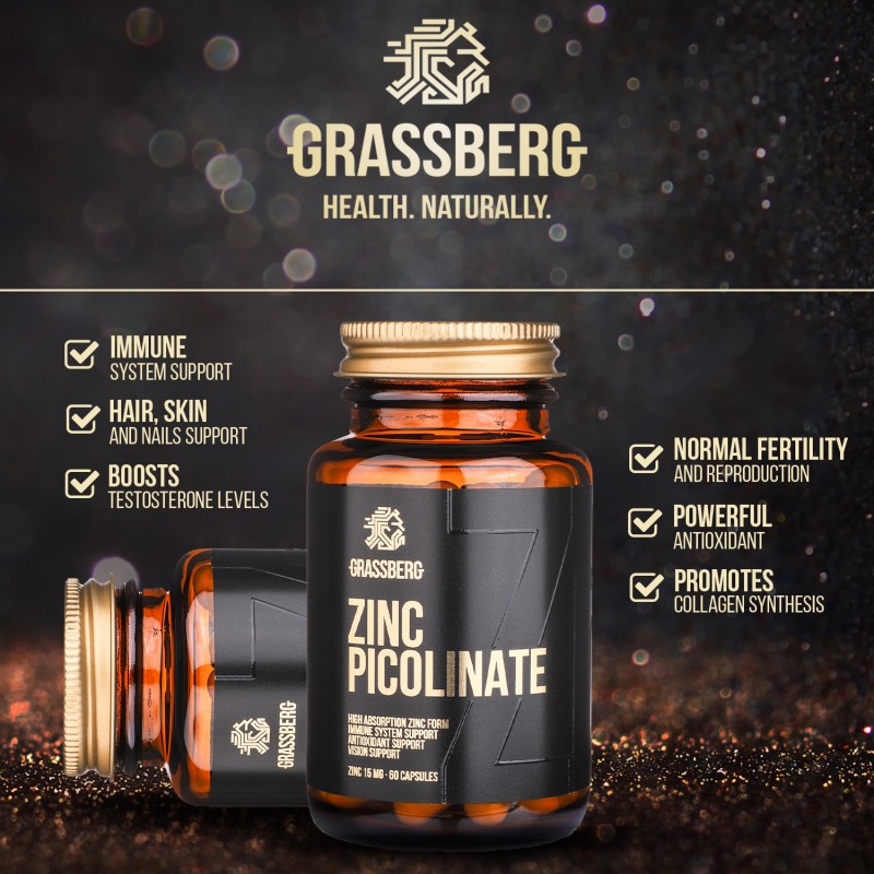 Grassberg Zinc Picolinate 15mg - High Absorption