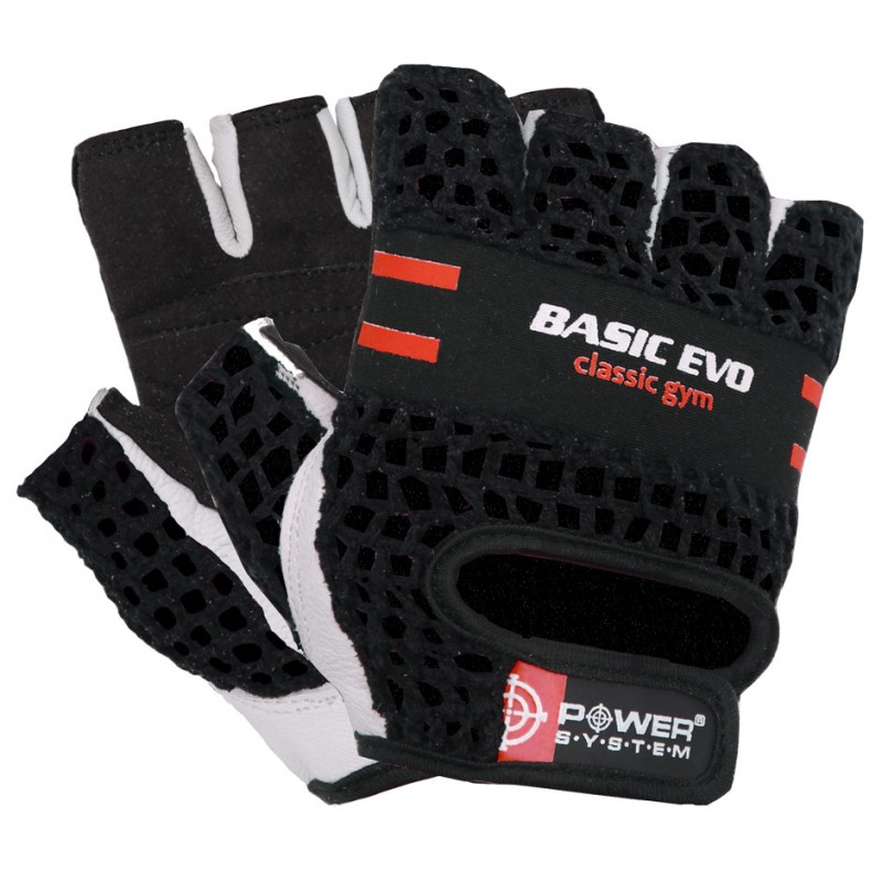 Power System Fitness Gloves Basic Evo - Red - Mănuși Fitness