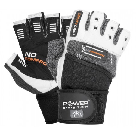 Power System Wrist Wrap Gloves No Compromise - White - Grey - Mănuși de fitness