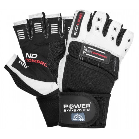 Power System Wrist Wrap Gloves No Compromise - White - Black - Mănuși Fitness