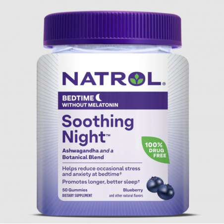 Natrol Soothing Night Gummies + Ashwagandha KSM-66 - Formula Pentru Imbunătățirea Somnului