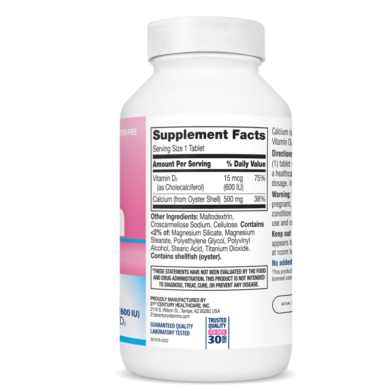 21st Century Calcium 500 + Extra D3 - Calciu + D3