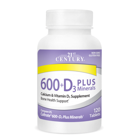 21st Century Calcium 600mg + D3 Plus Minerals - Calciu + Vitamina D3 + Minerale