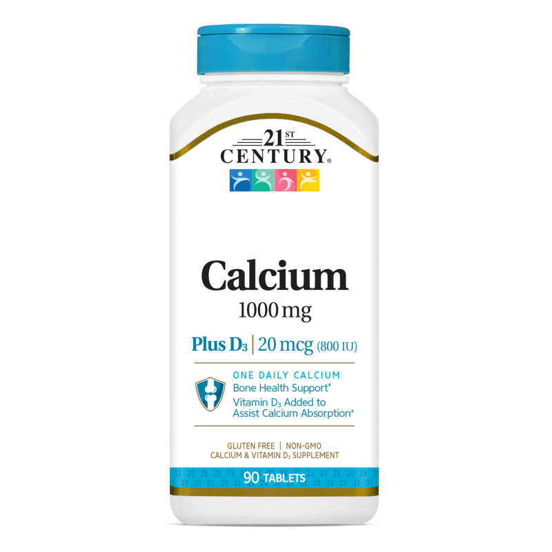 21st Century Calcium 1000mg + D3 20mcg - Calciu + Vitamina D3
