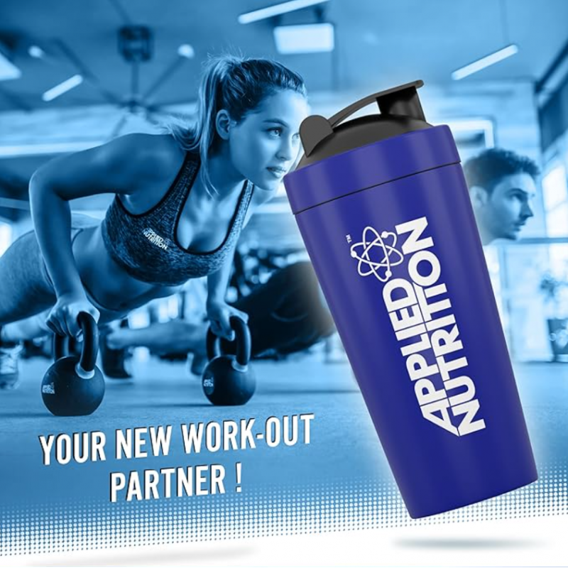 Applied Nutrition Stainless Steel Shaker - Blue - Agitator De Metal