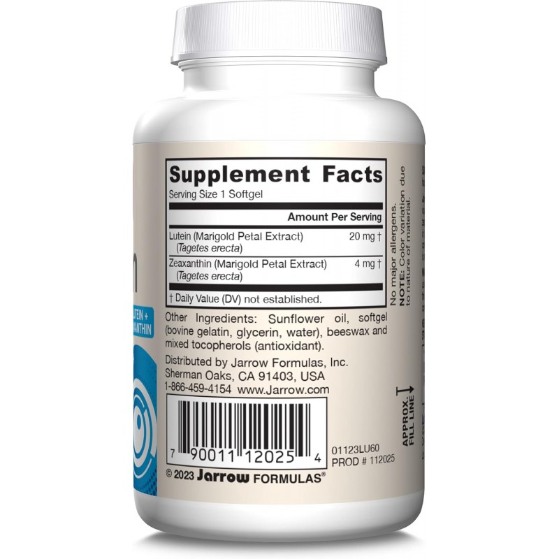 Jarrow Formulas Lutein 20mg + Zeaxanthin - Luteină + Zeaxantina