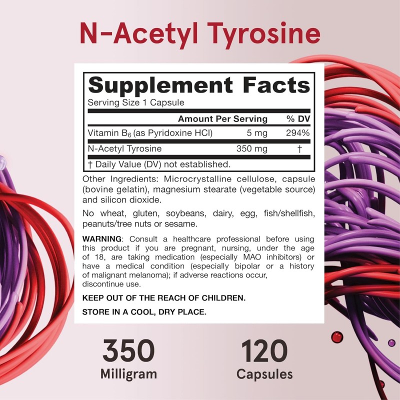 Jarrow Formulas N-Acetyl Tyrosine 350mg - Tirozină
