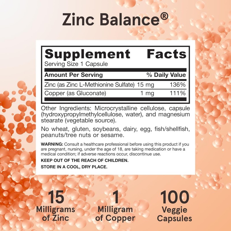Jarrow Formulas Zinc Balance® 15mg (L-Methionine Sulfate)