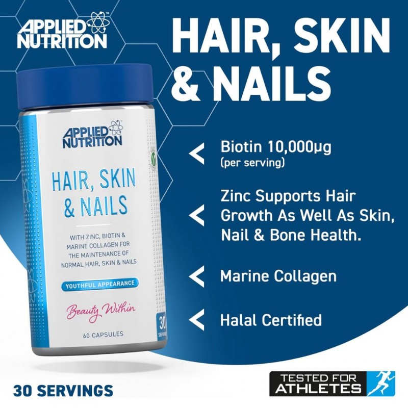 Applied Nutrition Hair, Skin & Nails - Vitamine pentru păr, piele și unghii