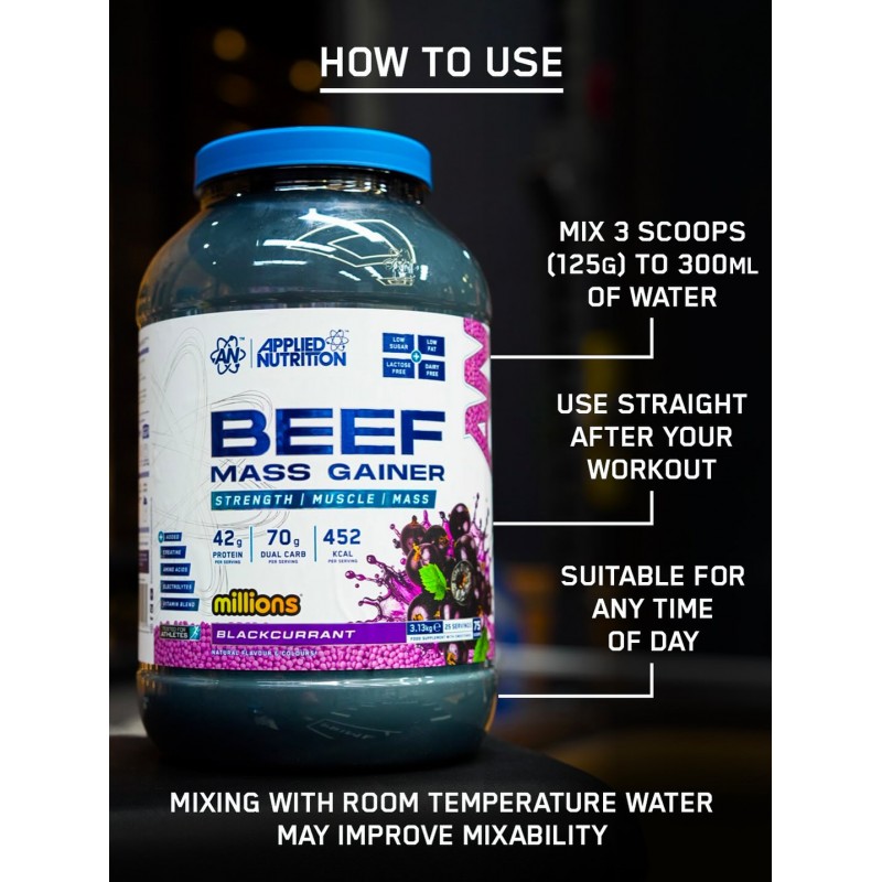 Applied Nutrition Beef Mass Gainer - Câștigător de Vită