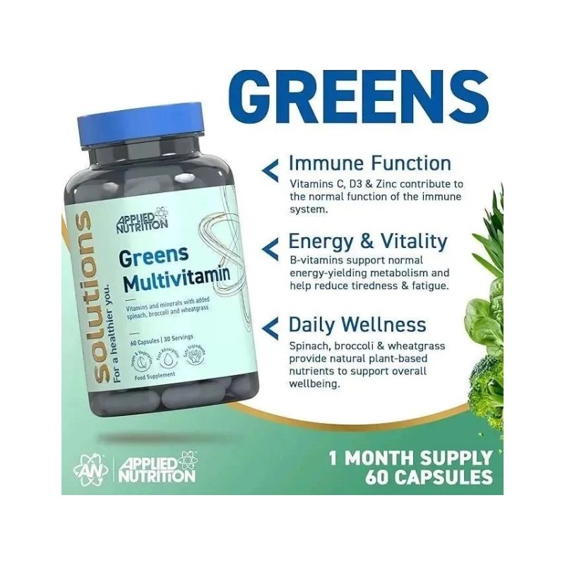 Applied Nutrition Greens Multivitamin 60 Caps | Multivitamine