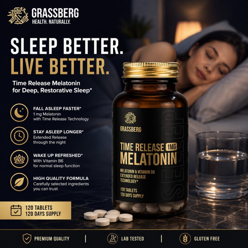 Grassberg Melatonin 1 mg Time Release - 120 Tablete