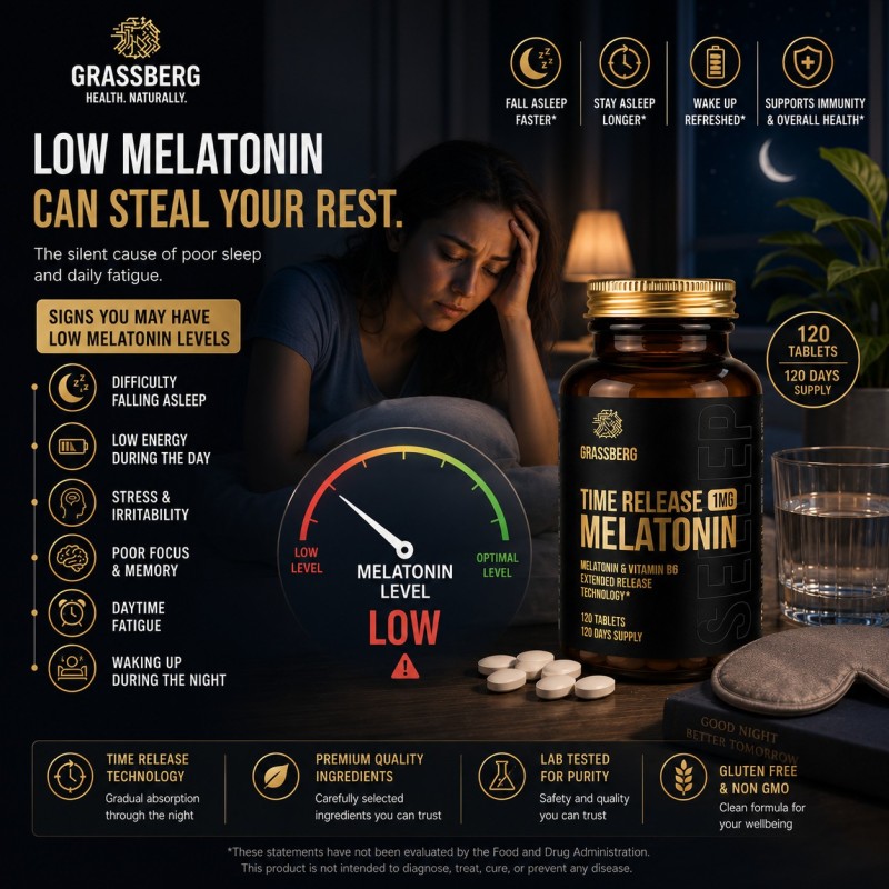 Grassberg Melatonin 1 mg Time Release - 120 Tablete