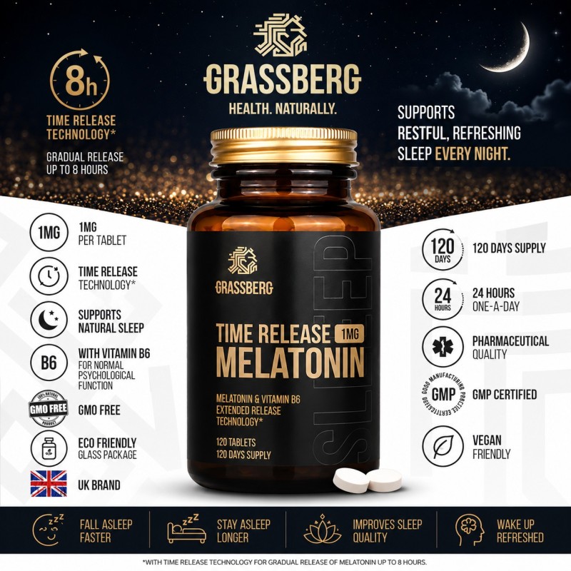 Grassberg Melatonin 1 mg Time Release - 120 Tablete