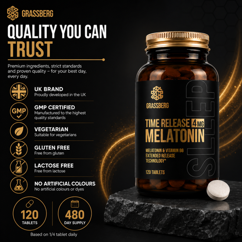 Melatonină 4 mg cu Eliberare Prelungită | Grassberg