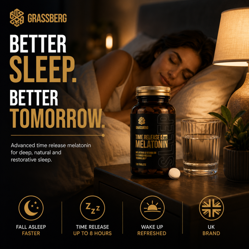 Melatonină 4 mg cu Eliberare Prelungită | Grassberg