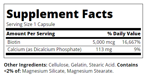 Continutul: 21st Century Biotin 5000mcg - Biotină