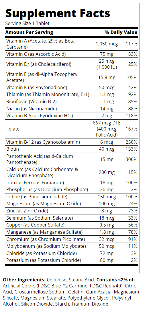 Continutul: 21st Century Sentry Women Multivitamin & Multimineral - Multivitamine și multiminerale pentru femei