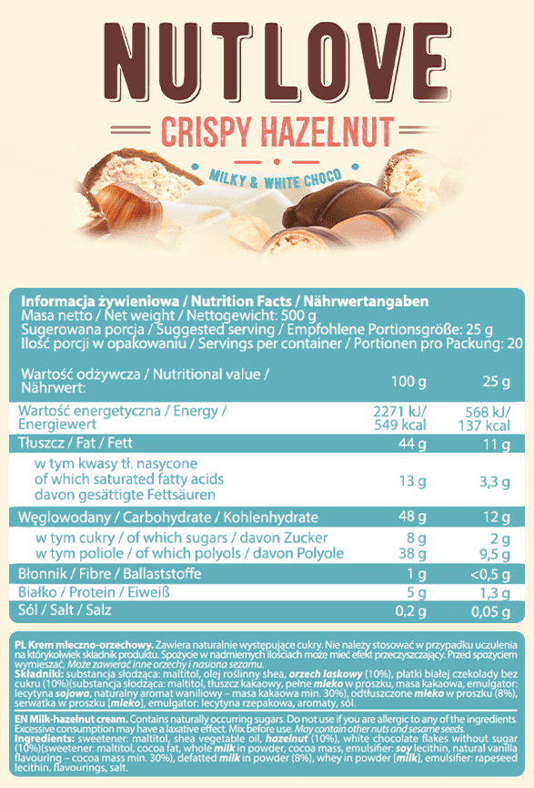Continutul - AllNutrition Nutlove Crispy Hazelnut