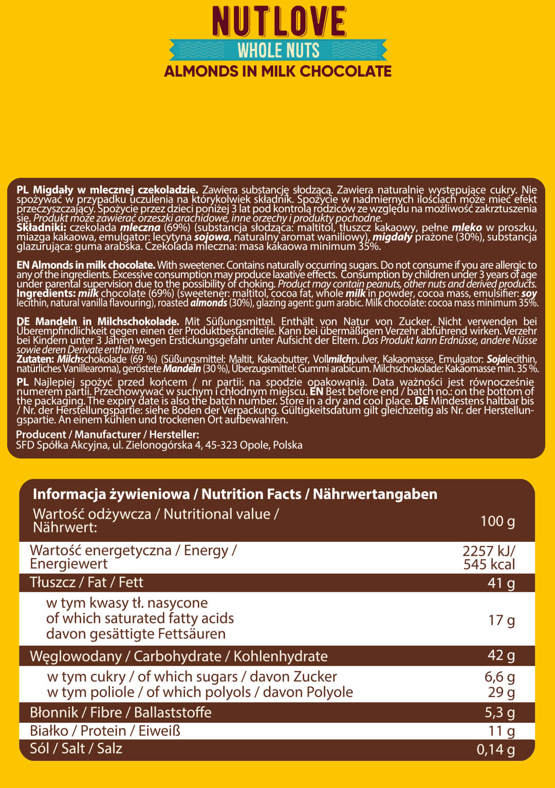 Continutul - Allnutrition NutLove Whole Nuts - Almonds 2