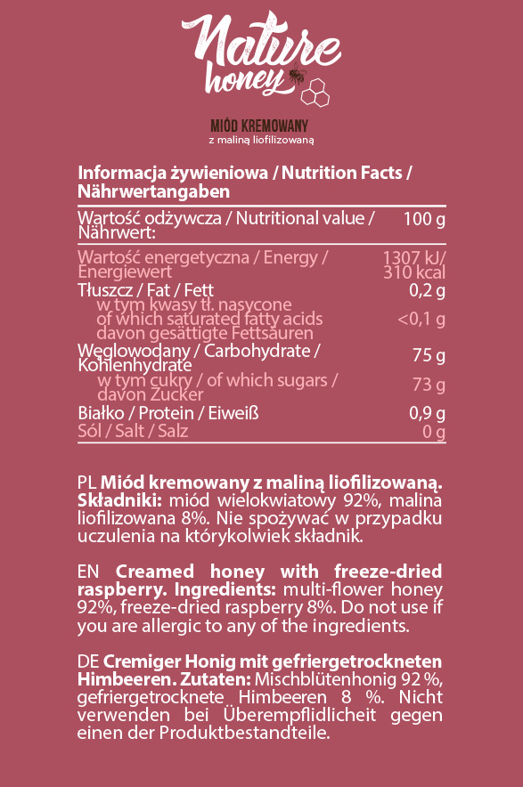 Continutul - Allnutrition Nature Honey with Raspberry