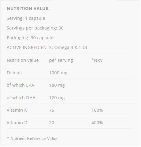 Conținutul - AllNutrition Omega 3 K2 D3