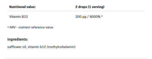 Continutul - Allnutrition Vitamin B12 Methyl Drops 30ml