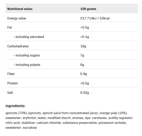 Continutul - AllNutrition FruLove in Jelly 1kg Apricot & Orange