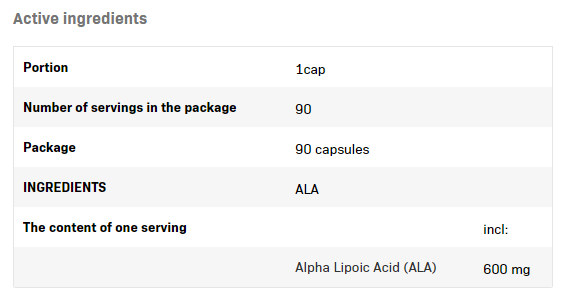 Continutul - Allnutrition ALA
