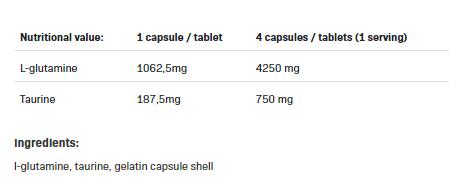 Continutul - Allnutrition Glutamine 1250 XtraCaps