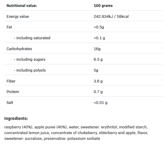 Continutul - AllNutrition FruLove in Jelly 1kg Raspberry & Apple