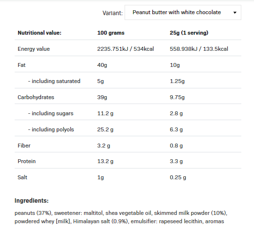 Continutul - AllNutrition NutLove 200g White Choc Peanut