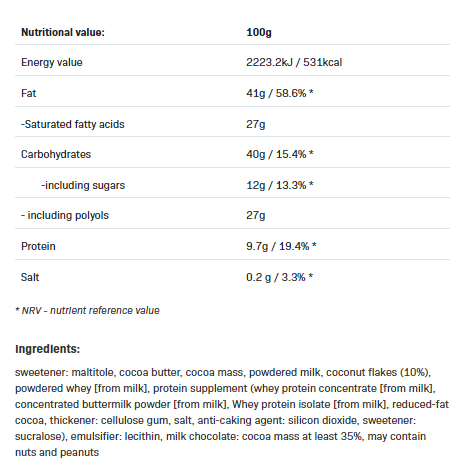 Conttinutul - Allnutrition F**King Delicious Chocolate - Milky Choco