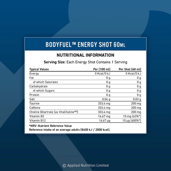 Continutul: Applied Nutrition Body Fuel Energy & Vitamin Shot