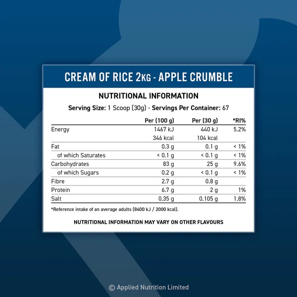 Continutul: Applied Nutrition Cream Of Rice