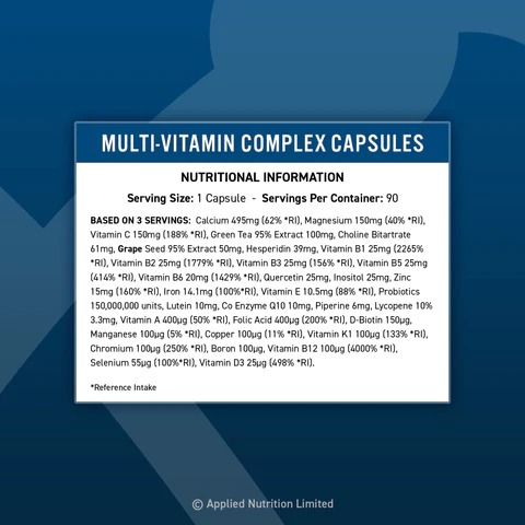 Continutul: Applied Nutrition Multi-Vitamin Complex