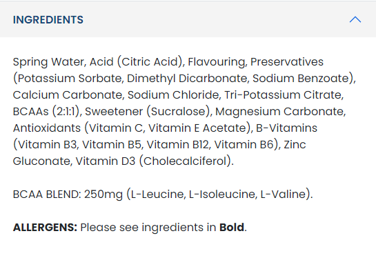Continutul: Applied Nutrition Body Fuel Electrolyte & Vitamin Water 2