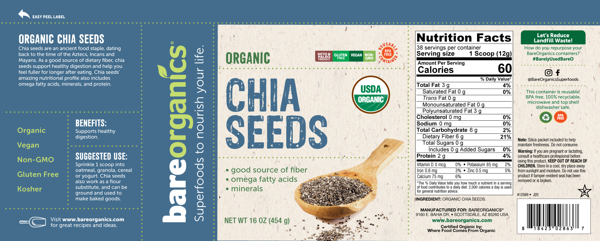 Continutul - BareOrganics Chia Seeds
