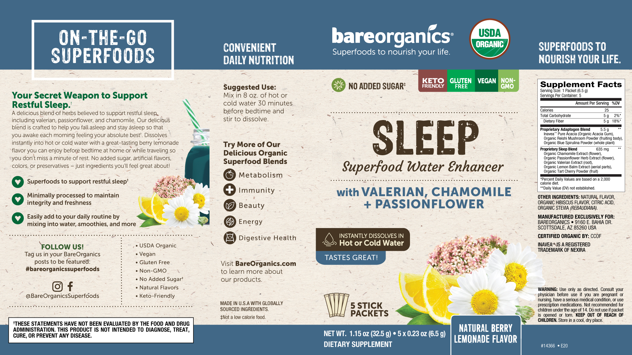 Continutul - BareOrganics SleepSuperfood Water Enhancer