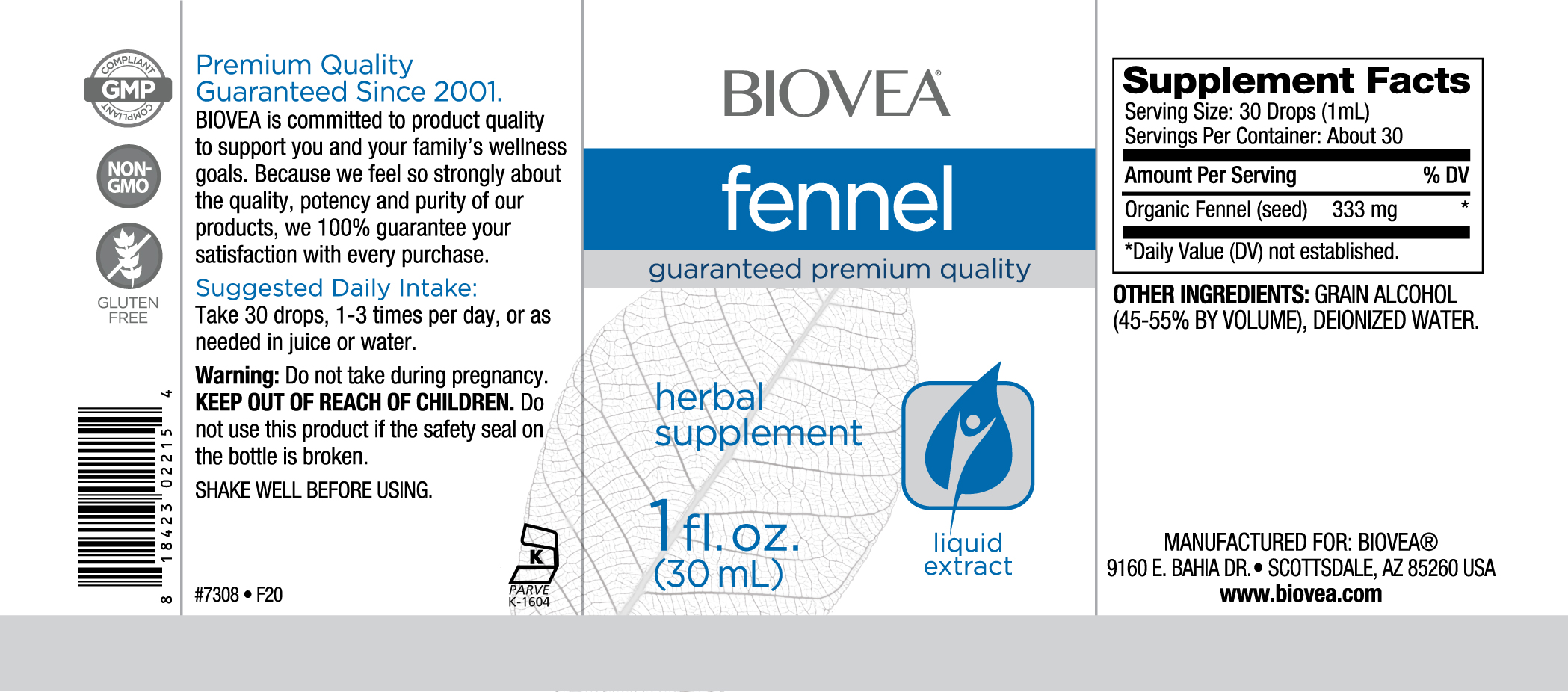 Continutul - Biovea Fennel Liquid Drops 30ml