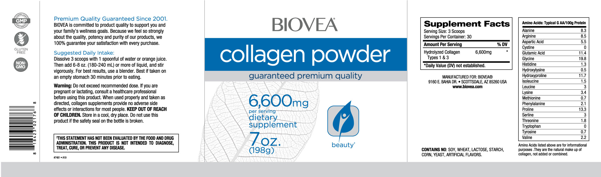 Continutul - Biovea Collagen Peptides Powder