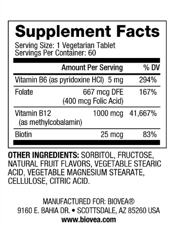 Continutul - Biovea Vitamin B12 Complex Fast Dissolve