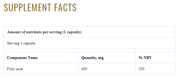 Continutul - Grassberg Folic Acid