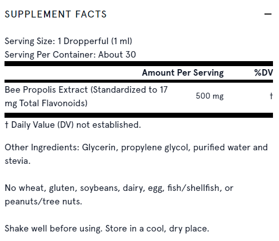 Continutul - Jarrow Formulas Bee Propolis 500mg