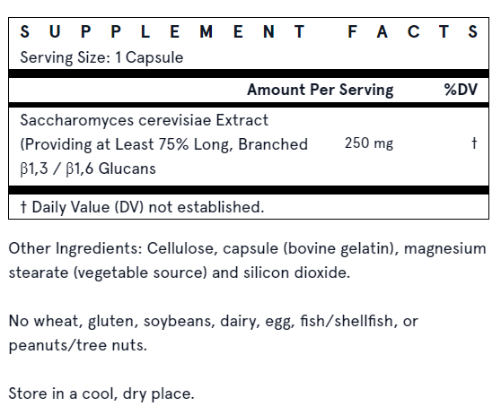 Continutul - Jarrow Beta Glucan 60 caps