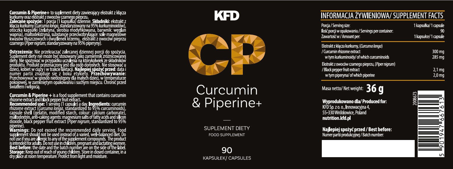 Continutul - KFD Curcumin & Piperine+