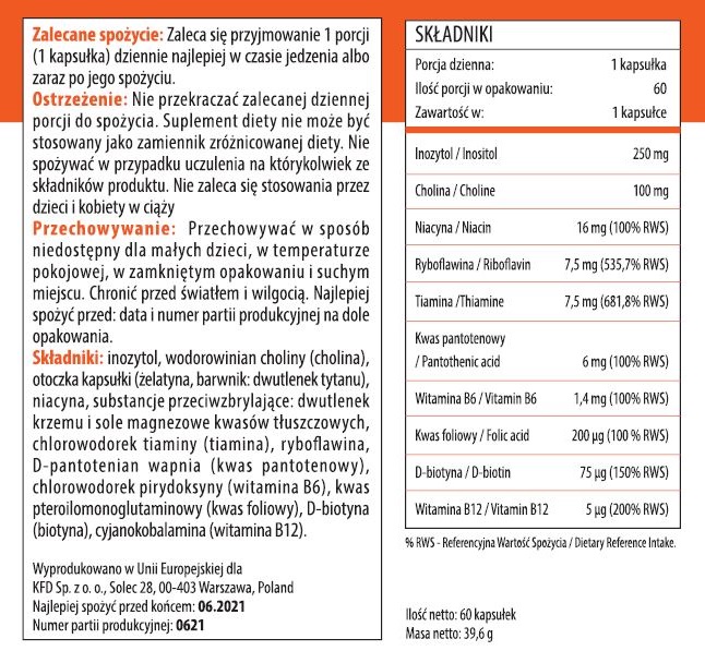 KFD B-Complex - supplement facts