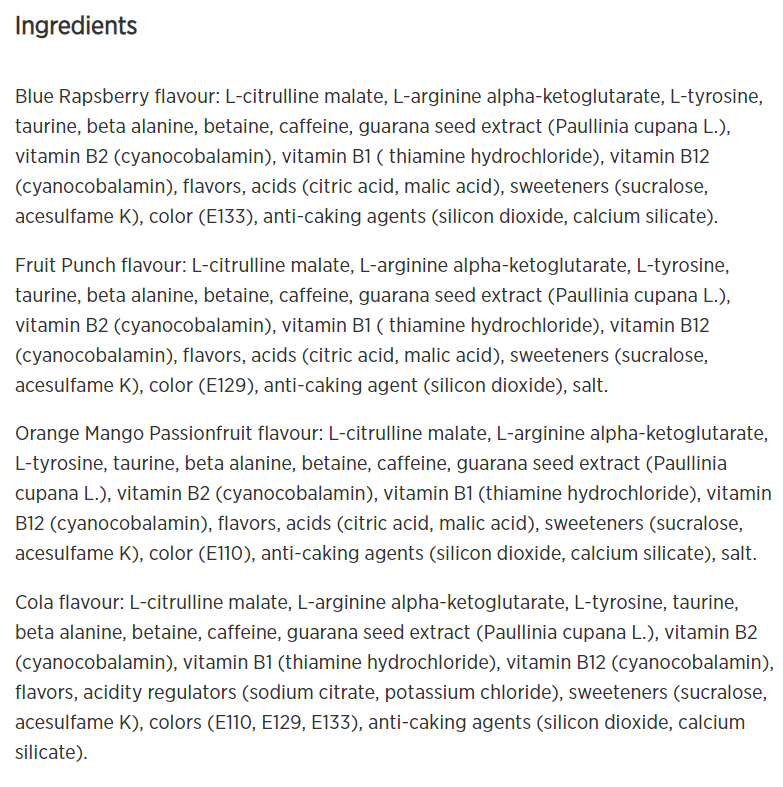 Continutul: Myprotein Pre-Workout 2