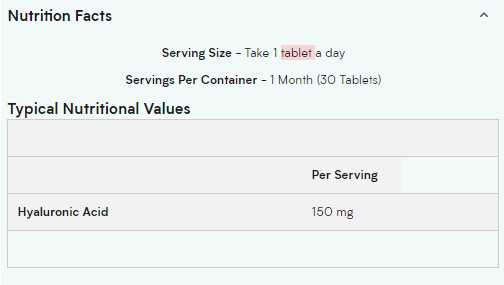 Continutul - Myprotein Hyaluronic Acid 2